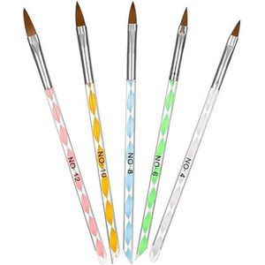 5 Stks Nagel Kunst Borstel Acryl Art Line Borstels UV Gel Carving Pen Penseel Set Manicure Salon Gereedschap Nagel Dotting Pen Tool voor Vrouwen Meisjes