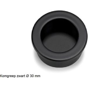 Schuifdeur komgreep ZWART rond Ø 30 mm, kleine schuifdeurgreep, schuifdeurkom, ladegreep, deurgreep zwart, H044