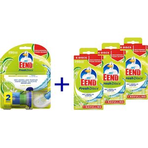 WC eend houder fresh discs Lime zest + 3 x 6 discs navulling