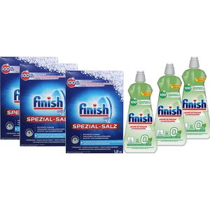 Finish zout vaatwas zout 3 x 1,2kg + Finish ecologische glansspoel middel 3 x400ml
