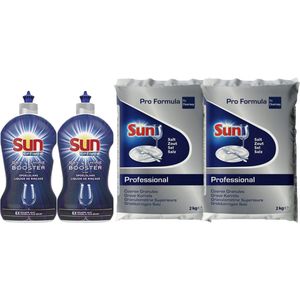 Sun vaatwaszout proffesional 2 x 2kg + Sun Spoelglans 2 x 450ml