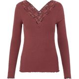Pieces dames shirt Kant lange mouw - Siri Bordeaux