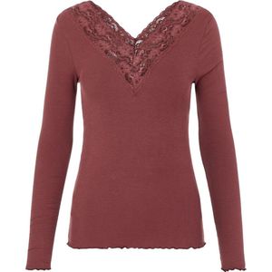 Pieces dames shirt Kant lange mouw - Siri Bordeaux