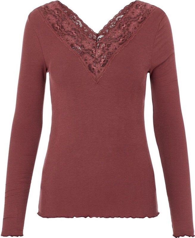 Pieces dames shirt Kant lange mouw - Siri Bordeaux