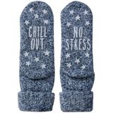 Basseteffen - Huissokken - Blauw - Wol - Antislip Onderzijde