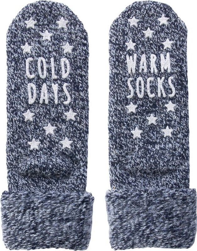 Basseteffen - Huissokken - Blauw - Wol - Antislip Onderzijde