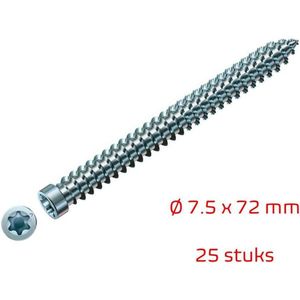 TQ4U kozijnschroef 7.5 x 72 mm | verzinkt | verzonken schroefkop T30 | 25 stuks