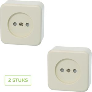 GAMMA enkelvoudig stopcontact | serie Andes | opbouw | zonder randaarde | kinderbeveiliging | creme | DUOPACK 2 STUKS