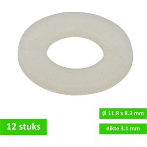 TQ4U nylon lagerring - revet - opvulring - M8 - Ø 11.8 mm x 8.3 mm - wit - 12 stuks