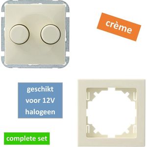 GAMMA duodimmer + raam - Everest - Inbouw - 230V of 12 V halogeen mét trafo - 2x 50-300 W - Crème