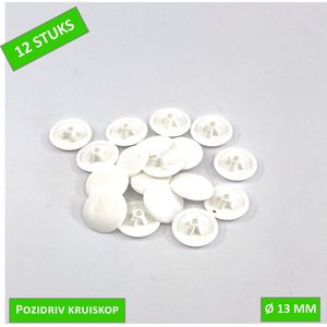 TQ4U Afdekkap voor Pozidriv 3 schroef - Ø 13 mm - Kunststof - Wit - 12 stuks