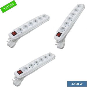 Promax stekkerdoos - 6 voudig - Verlichte schakelaar - Randaarde - 1.5m - 3500W - VOORDEELPACK 3 STUKS