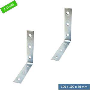 TQ4U drempelhoek / verbindingshoek - 100 x 100 x 20 mm - 2 mm dik - Verzinkt - 2 stuks