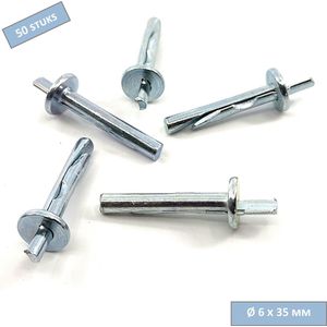 UFAST metaal slagplug - Ø 6 x 35 mm - Kraag Ø 14 mm - Verzinkt - 50 stuks