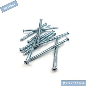 UFAST kozijnschroef Ø 7.5 x 112 mm - Platte kop - Verzinkt - Torx - 50 stuks
