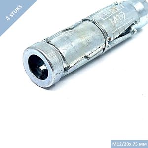 UFAST keilhuls - M12 x 75 mm - Verzinkt - 4 stuks