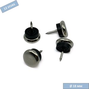 TQ4U stoelglijder Ø 18 mm - Metaal vernikkeld met rubber demping - Nagel 14 mm - 12 stuks