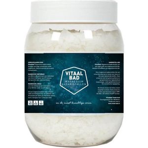 1,25 KG VitaalBad® Magnesium badzout vlokken bad kristallen - meest Pure en Krachtige verkrijgbaar - voor voetenbad of ligbad - 1 pot 1250 gram