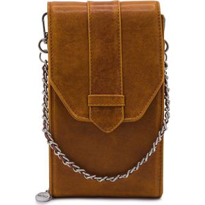 MŌSZ Vintage Dames Telefoontasje / Crossbody / Phonebag - Leer - Cognac