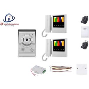 Home-Locking videofoon met 2 binnen paneel en elektro box 12VDC voor aansluiting elektrisch slot.DT-2228-1E-2