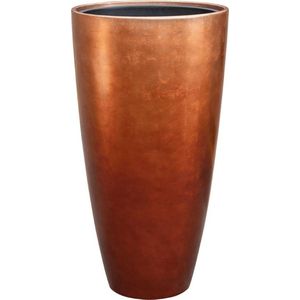 Maxim vaas koper 75cm hoog | Luxe hoge XL vazen rood rosé goud gouden metallic steenrood roden terracotta kleur | Grote bloempot plantenbak