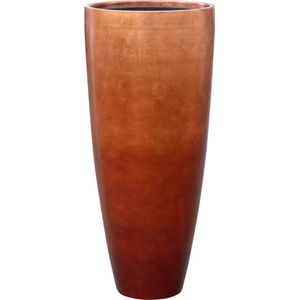 Maxim vaas koper 90cm hoog | Luxe hoge XL vazen rood rosé goud gouden metallic steenrood roden terracotta kleur | Grote bloempot plantenbak