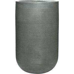 Fico vaas donker grijs 70cm hoog | Hoge bloempot donkergrijs betonlook streep | Grote plantenbak vazen