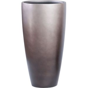 Duoo vaas taupe zilver 75cm hoog | Hoge vaas taupe zilveren metallic dip dye | Grote bloempot plantenbak vazen