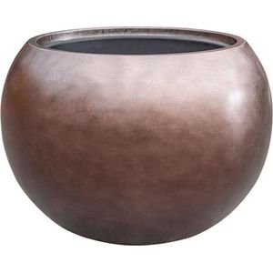 Maxim bloempot bowl taupe zilver 60cm breed | Luxe brede ronde grote bloempot plantenbak vaas vazen | taupe zilveren bruin metallic