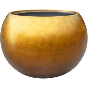 Maxim bloempot bowl honing goud 60cm breed | Luxe brede ronde grote bloempot plantenbak vaas vazen | honing gouden metallic brons