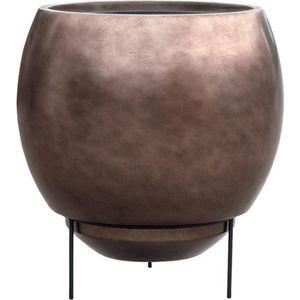 Maxim vaas taupe zilver 48cm breed | Grote bloempot op pootjes taupe zilver metallic | brede vazen plantenbak﻿