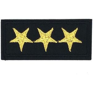 Embleem Military Strijk Patch Rang Sterren 7.5 cm / 3.4 cm / Zwart Goud