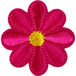 Madelief Bloemetje Strijk Embleem Patch Fuchsia Roze 4 cm / 4 cm / Fuchsia Roze
