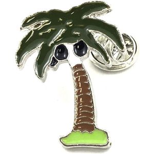 Palmboom Kokosnoten Emaille Pin 2.2 cm / 2.9 cm / Groen Bruin