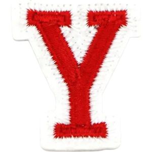Alfabet Letter Embleem Strijk Patch Rood Wit Letter Y / 3.5 cm / 4.5 cm