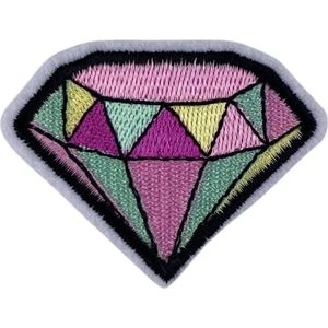 Diamant Strijk Patch Embleem 6.3 cm / 4.9 cm / Roze Groen Geel