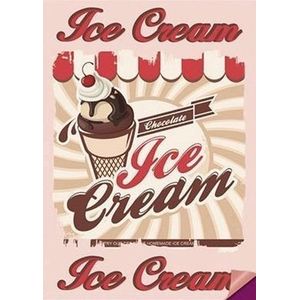 IJs Ice Cream Reclame Strijk Applicatie 19.5 cm / 28.5 cm / Roze Rood Bruin Beige