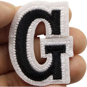 Alfabet Strijk Embleem Letter Patch Zwart Wit Letter G / 3.5 cm / 4.5 cm