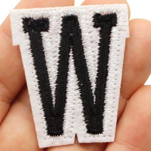 Alfabet Strijk Embleem Letter Patch Zwart Wit Letter W / 3.5 cm / 4.5 cm