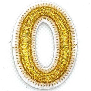 Alfabet Letter Strijk Embleem Patch Goud Wit Letter O / 3.5 cm / 4.5 cm