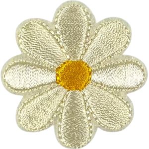 Madelief Bloemetje Strijk Embleem Patch Crème 4 cm / 4 cm / Crème