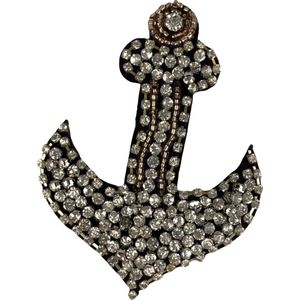 Anker Strass Rhinestone Opnaai Fashion Part 6 cm / 8 cm / Zilver Zwart