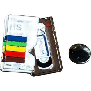 Video Videoband Cassette Band VHS Retro Emaille Pin 2.8 cm / 3.1 cm / Wit Zwart