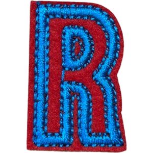 Alfabet Letter Strijk Embleem Patch Rood Blauw Letter R / 2 cm / 3.4 cm
