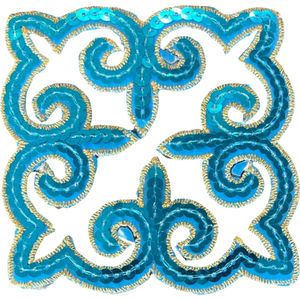 Tribal Paillette Lichtblauw Sequins Cosplay Strijk Embleem Patch 9.5 cm / 9.5 cm / Lichtblauw