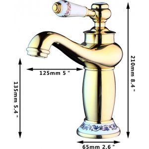 Malvizza wastafelkraan landelijke stijl mengkraan goudkleurig keramische schijven