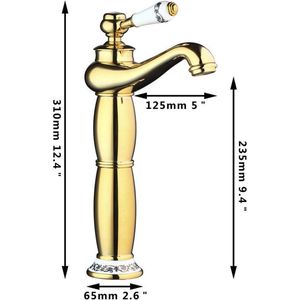 Malvizza wastafelkraan mengkraan goudkleurige wastafel kraan nostalgische uitstraling keramische schijven
