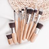 Set van 11 duurzame make-up kwasten met opbergzakje - Make Up Kwasten Set - Make Up Brush - Oogschaduw - Foundation Kwast - Poeder Kwast - Brush - Make up - Cosmetica - Kwasten Set – Inclusief make-up zakje