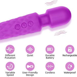 Magic Wand Vibrator - Vrouwen en Koppels - 20 cm - 20 Standen - Paars