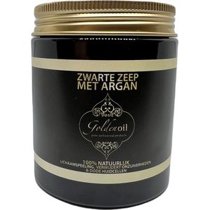 Goldenoil - Zwarte Zeep met Arganolie - Savon noir - Body scrub - Diepreinigend - Lichaamspeeling - Kalmerend - Beschermend - 100% natuurlijk - zwarte zeep